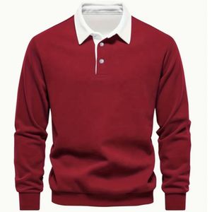 Polo à manches longues pour homme, tissu riche en coton, fournisseur de vêtements de mode. - Product Image 2
