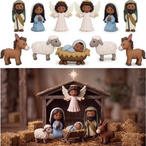 Aqdus Saleem Rustic Handmade Wood Carved <b>Nativity</b> Creche <b>Set</b>-Eco-Friendly Durable Home Decor for Living Room - Product Image 2