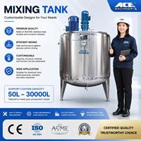 Cuve de mélange et de chauffage à double enveloppe en acier inoxydable Ace 300L 500L 1000L avec agitateur