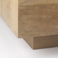 Table basse carrée en bois de manguier massif, finition naturelle, faite à la main, écologique et durable, pour salon ou bureau à domicile