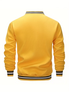 เสื้อแจ็คเก็ตวาร์ซิตี้ปักลายสีเหลือง เสื้อแจ็คเก็ตเบสบอลผู้ชาย คอตั้ง แขนยาว ติดกระดุมด้านหน้า เสื้อคลุมลำลอง - Product Image 2