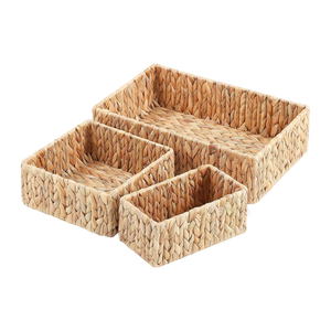 Handwoven Natural Water Hyacinth Decorative <b>Storage</b> <b>Baskets</b> for Organizing for <b>Bathroom</b> Bedroom Kitchen from Vietnam - Product Image 1