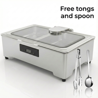 304 Edelstahl Elektrischer Chafing Dish für Catering Doppelbehälter Buffet-Wärmer mit LED-Anzeige für Restaurant- und Hotelbedarf