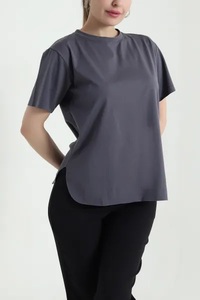 T-shirt à col roulé à manches courtes pour femme EVER GLOW, couleur unie, coupe classique, décontracté, 100% coton, 220g, respirant, anti-UV, séchage rapide - Product Image 5