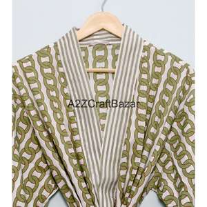 ชุดคลุมกิโมโนผ้าฝ้ายแท้ 100% ลายดอกไม้ สำหรับผู้หญิง ฟรีไซส์ มีแถบผ้าด้านหน้า ดีไซน์หรูหรา โรแมนติก ชุดนอนแสนสบาย - Product Image 4