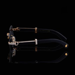 Lunettes de soleil élégantes sans monture, carrées, légères, avec branches en bois, unisexes, pour fêtes, loisirs et activités de plein air - Product Image 1