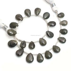 ลูกปัดลูกแพร์แบบเรียบ sillimanite สีดำธรรมชาติขนาด8นิ้ว5X7ถึง9x12มม. สำหรับทำเครื่องประดับ - Product Image 1