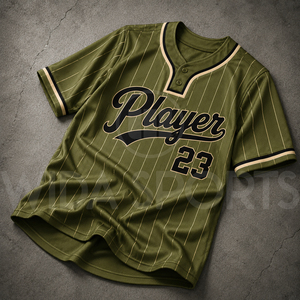Maillot de baseball personnalisé Wida Sports pour homme, impression sublimée, 100 % polyester, col en V, manches courtes, uniforme rayé, coupe régulière adulte - Product Image 4