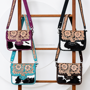 2026 New Trendy Luxury Designer Floral Hand Tooled Leather Ladies Handbags for Women's Genuine Cowhide Leather Shoulder Purses - Product Image 4