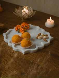 Plateau en mélamine, best-seller, plateau moderne en marbre, plateau de service décoratif pour la maison et la salle à manger - Product Image 4