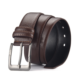 Ceinture Classique et Élégante pour Homme, Réglable, Boucle en Cuivre Noir, Motif Uni, Écologique, Vintage, Décontractée, Logo Personnalisé, Cuir de Vachette, 3,8 CM - Product Image 1