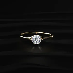 Round Diamond <b>Split</b> Shank <b>Ring</b> Side Stones White Golden <b>Ring</b> VS Clarity Buy Direct From Indian Trusted Supplier - Product Image 1