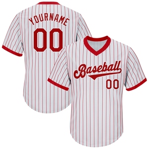 Vente en gros de maillots de baseball rétro authentiques en tricot côtelé rouge-blanc personnalisés OMMIZ INDUSTRY, best-sellers - Product Image 1