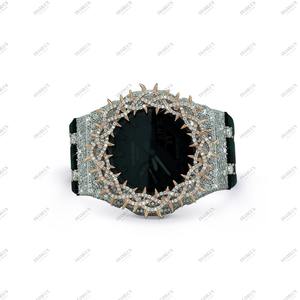 Montre de luxe Throns Bezel avec diamants incrustés, finition haut de gamme, pour mariage, fiançailles, cadeau unisexe - Product Image 3