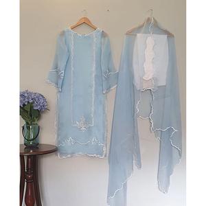 Dupatta Skky ด้านบนสุดเป็นผ้าโปร่งสีฟ้าสดใหม่ล่าสุด - Product Image 1