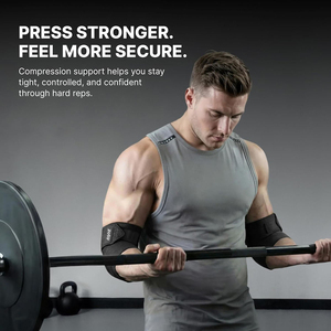 Bandes de soutien pour coudes de musculation noires unies OEM personnalisées, antidérapantes, marque privée, fournisseur - Product Image 5