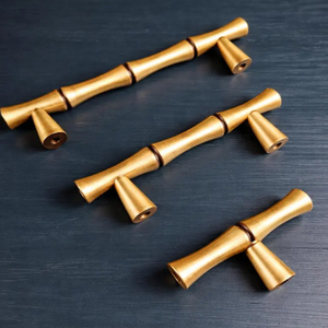Brass Cabinet <b>Pull</b> Solid Brass Bamboo <b>Drawer</b> Handle Door Handle Antique <b>Gold</b> Color Superior Design Door Handle - Product Image 2