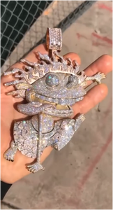 Pendentif Hip Hop Moderne en Moissanite Ronde Taille Brillant, en Argent Sterling 925 Massif Plaqué Or Rose Jaune, Unisexe, Tendance, pour Fête - Product Image 2