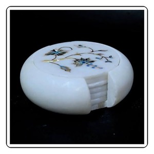 Premium Quality Natural <b>Marble</b> <b>Coasters</b> Set for Home Kitchen Office Table Handmade Round Stone Drink <b>Coasters</b> Bulk Supplier - Product Image 1