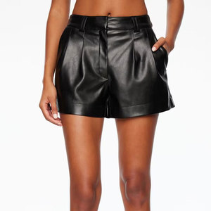 Pantalones Cortos de Cuero Casuales para Mujer, Precio al por Mayor, para Uso en Exteriores, Logotipo Personalizado, Ligeros, Cintura Media, Diseño Sólido, en Venta - Product Image 1