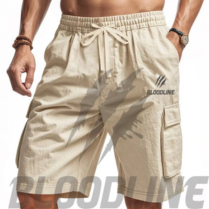 Pantalones Cortos Cargo Blancos para Hombre Bloodline, Cintura Media, Cordón Ajustable, Secado Rápido, Logotipo Frontal Impreso, Estilo Casual Bermuda - Product Image 3