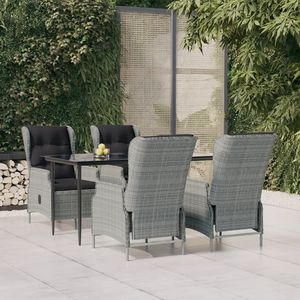 Light <b>Grey</b> Rattan Garden Dining Set 4 Seater Aluminum <b>Frame</b> Weather Resistant Outdoor Furniture Contemporary Design - Product Image 1