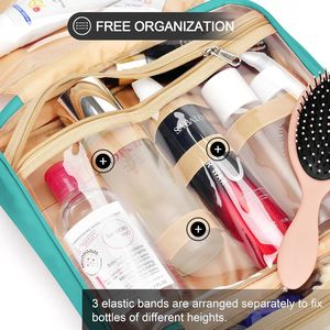 Borsa da viaggio da donna con gancio, grande beauty case con 8 tappi in silicone a prova di perdite, custodia cosmetica impermeabile - Product Image 5