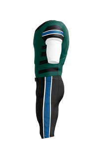 Uniforme de football américain pour homme, col en V, manches courtes, rayures vertes, noires et bleues, tissu respirant, coupe ajustée, pour entraînement et matchs - Product Image 5