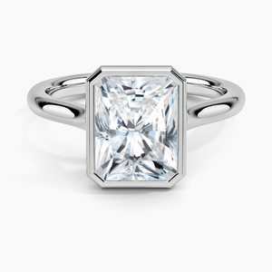 Bague BOJ 025 en argent 925, taille radiant, sertie de diamants de 2 mm et plaquée rhodium, avec moissanite 2 carats couleur D VVS1 certifiée GRA, pour mariage - Product Image 1