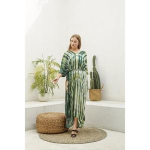 Vestido Kaftan Verde Tie Dye para Mujer, Vestido Maxi Holgado, Estilo Boho, para la Playa, Informal, Largo, para Verano - Product Image 1