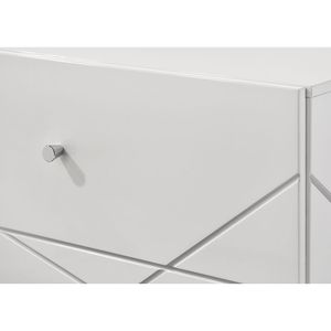 Cassettiera Contemporanea a Sei Cassetti con Accenti Geometrici Audaci, Finitura Bianca Lucida Impeccabile, Mobili in Legno - Product Image 2