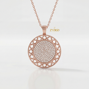 Silver Geometric Openwork Diamond Pendant with Sparkling Diamonds Luxury Engagement Party Wedding <b>Jewelry</b> Modern Elegant Design - Product Image 2