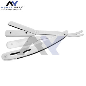 Men's Premium Cutthroat <b>Straight</b> <b>Razor</b> <b>Kit</b> Single Replaceable Stainless Steel Blade Silver Professional Barber Outdoor Use - Product Image 3
