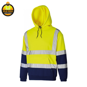 Sudadera con Capucha de Alta Visibilidad para Hombre, Amarillo Fluorescente, Invierno, Logotipo Personalizado, Ropa de Trabajo Reflectante, Impermeable, 100% - Product Image 3