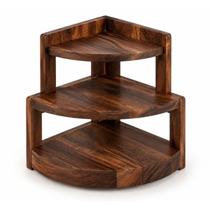 Étagère à épices d'angle en bois d'acacia artisanal, vente en gros |   Moradabad - Product Image 1