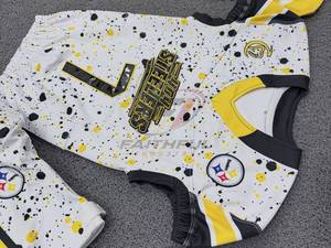 Ensemble de maillots de football pour hommes Steelers, col en V, manches courtes, sublimé, haute qualité, séchage rapide, 100% polyester, toutes saisons - Product Image 3