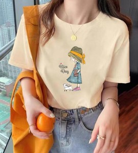 Camiseta de manga corta estampada, ajustada, antiarrugas, de secado rápido para mujer, nueva colección de verano 2024, estilo informal, de algodón puro, corte regular. - Product Image 2