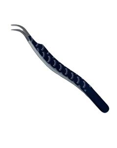 Stainless Steel Curved <b>Eyelash</b> Tweezers Blue with White Lash Pattern for Professional Extension <b>Application</b> - Product Image 1