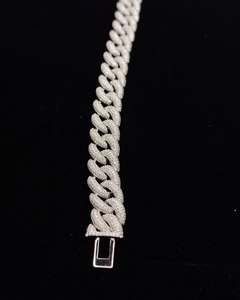 Bracelet chaîne pour homme en argent S925 plaqué rhodium, 21 cm, avec micro-incrustation de moissanite taille brillant rond, style hip-hop, cadeau de bijoux - Product Image 5