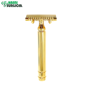 Fournisseur d'instruments de beauté pour les distributeurs - Rasoir de sécurité classique à double tranchant pour hommes, couleur or - Product Image 1