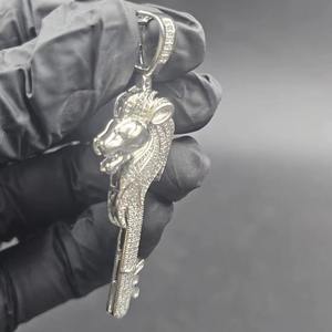 Colgante de León Hip Hop Unisex con Cabeza de León, Moissanita de Corte Brillante, Engaste en Bisel, Plata 925, Joyería Fina Bling, Colgantes y Dijes - Product Image 1