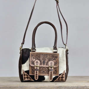 Factory Wholesale Lady Hand <b>Tooled</b> 100% Genuine <b>Leather</b> Messenger Crossbody Shoulder Bag Women's Western Design Water Resistant - Product Image 1