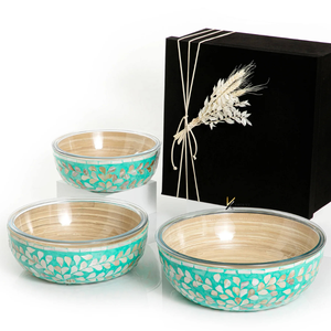 Juego de 3 tazones ecológicos de nácar con vidrio, los más vendidos, de Vietnam, producto de alta calidad para servir frutas y dátiles - Product Image 3