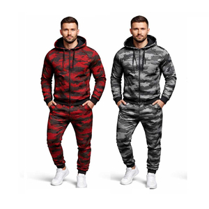 Nuevo Conjunto Deportivo de 2 Piezas para Hombre, Personalizado, de Felpa Francesa 100% Algodón, con Estampado de Camuflaje Sublimado DTG, Estilo Urbano - Product Image 4