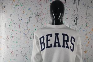 Sweat-shirt à col montant gris cendré BEARS, 100% bleu, broderie appliquée, col large, URBAN PRODUCTIONS - Product Image 3