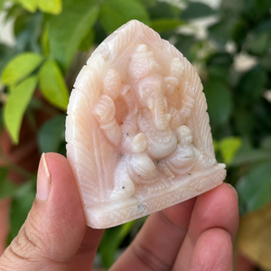 Estatua de Ganesha de Ópalo Rosa Natural, Tallada a Mano, Ídolo del Dios Hindú, Decoración Espiritual para Altar, Figura de Bendición de Prosperidad, Única en su Tipo - Product Image 5