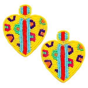 Coeur yallow boucles d'oreilles pendantes nouveauté perles faites à la main transfrontalières or à la mode créatif pour les fêtes Style chrétien - Product Image 1