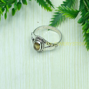 Bague en citrine jaune, argent sterling 925, design artisanal, bague de fiançailles, bijoux en citrine, cadeau de Noël, bijoux pour femme - Product Image 3