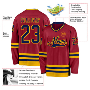 Camisetas de Hockey del Equipo de EE. UU., Ropa Deportiva Personalizada, Prendas de Hockey sobre Hielo Impresas, Poliéster/Nailon Transpirable, Cuello en V, Secado Rápido, Personalizadas - Product Image 2