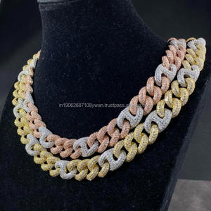 Venta al por mayor 15mm nariz de cerdo Iced Out Miami cadena de eslabones cubanos estilo Hip Hop joyería ostentosa para Unisex - Product Image 1